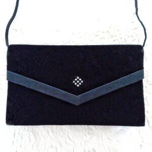 💮2/$100💮 Vintage Black Velvet Envelope Style Clutch / Evening Bag / Pur